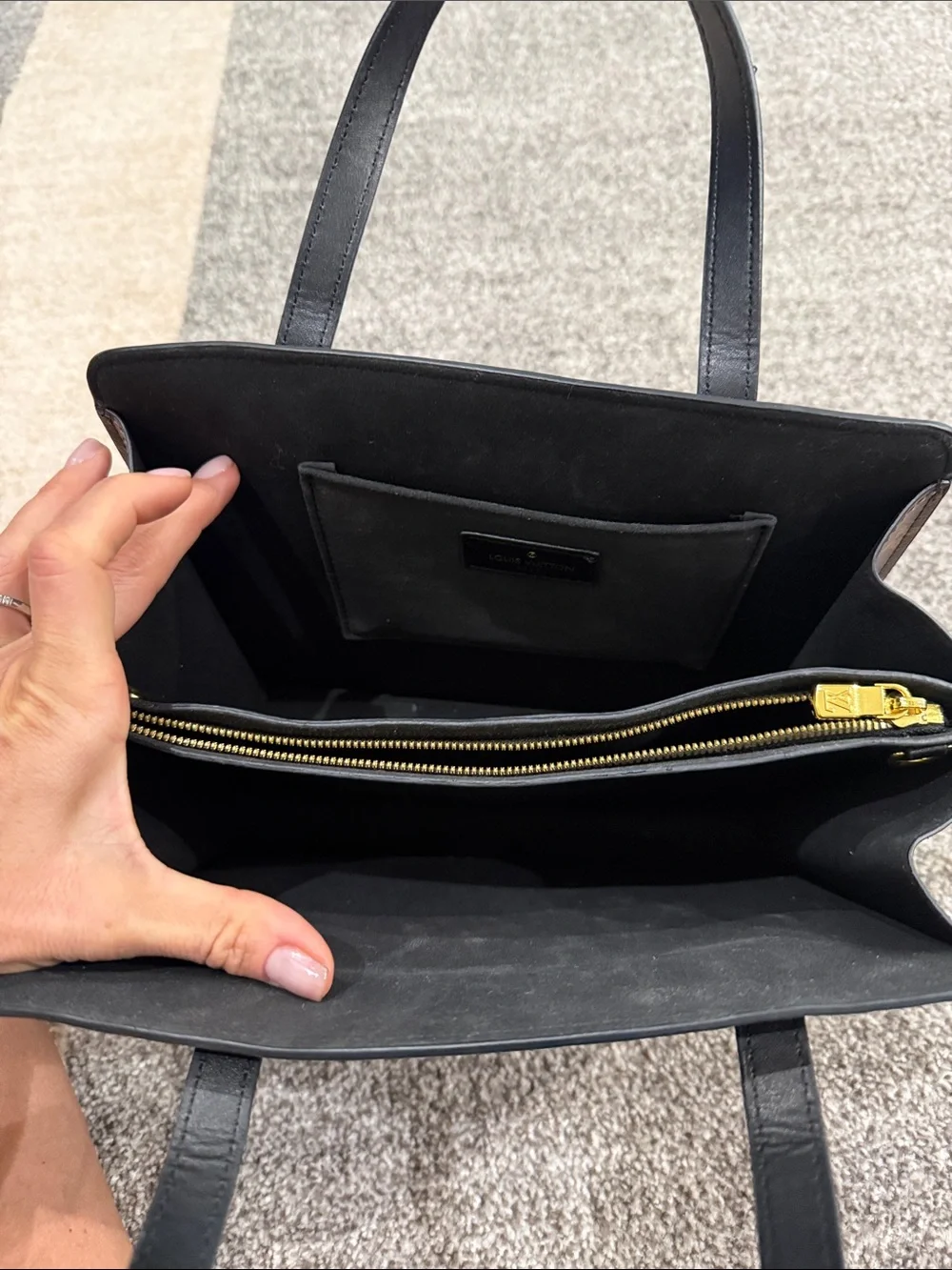 Black Structured Leather Tote Bag